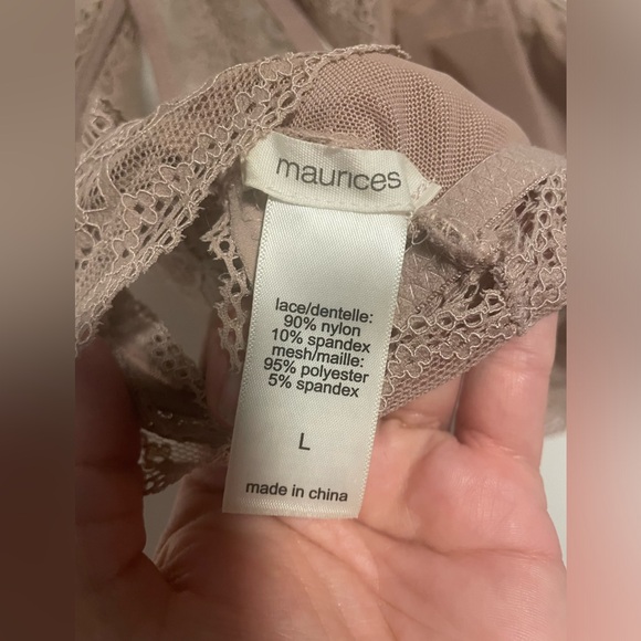 Maurices Taupe Lacey Racerback Bralette, Large - Picture 4 of 5